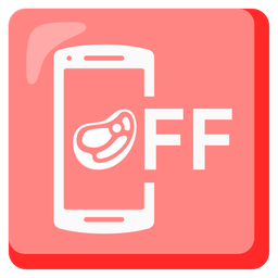 mobile phone off and cut of meat