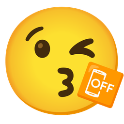 Mobile phone off and Face blowing a kiss