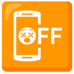 mobile phone off and face with crossed-out eyes