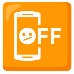 mobile phone off and face with diagonal mouth