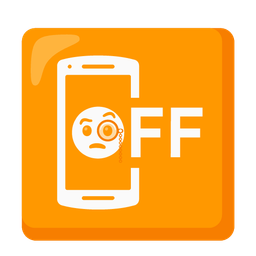 mobile phone off and face with monocle