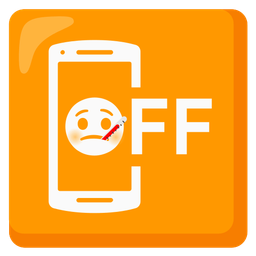 mobile phone off and face with thermometer