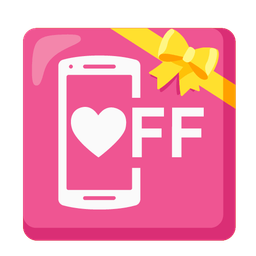 mobile phone off and heart with ribbon