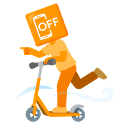 mobile phone off and kick scooter