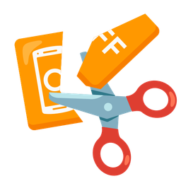 mobile phone off and scissors