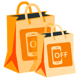 mobile phone off and shopping bags
