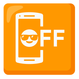 mobile phone off and smiling face with sunglasses