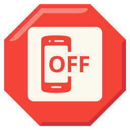 mobile phone off and stop sign