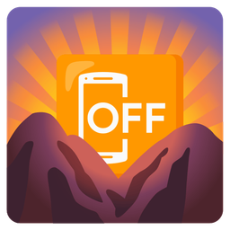 mobile phone off and sunrise over mountains