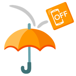 mobile phone off and umbrella