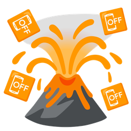 mobile phone off and volcano