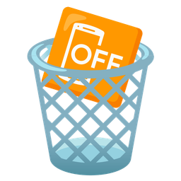 mobile phone off and wastebasket