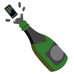 Mobile phone and Bottle with popping cork