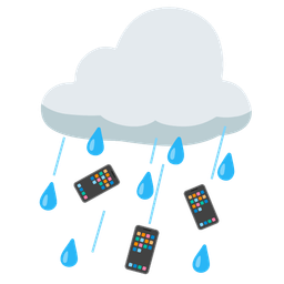 Mobile phone and Cloud with rain