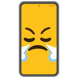 Mobile phone and Face with steam from nose