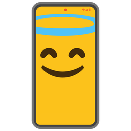 Mobile phone and Smiling face with halo