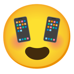 Mobile phone and Smiling face with heart-eyes