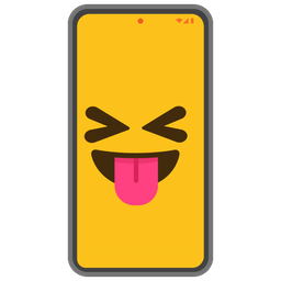 Mobile phone and Squinting face with tongue