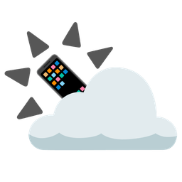 Mobile phone and Sun behind cloud