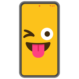 Mobile phone and Winking face with tongue