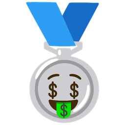 money-mouth face and 2nd place medal