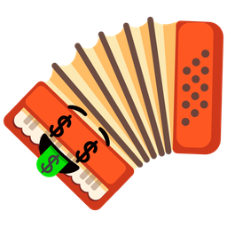 money-mouth face and accordion