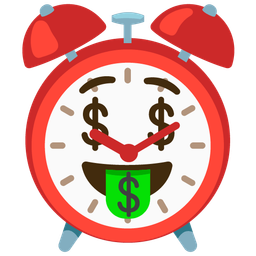 money-mouth face and alarm clock