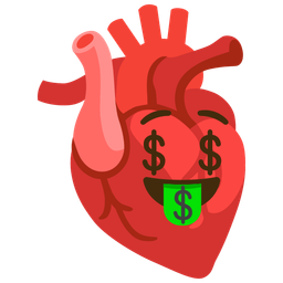 money-mouth face and anatomical heart