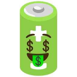 money-mouth face and battery