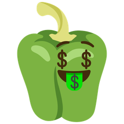 money-mouth face and bell pepper