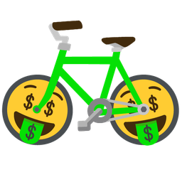 money-mouth face and bicycle