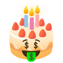 money-mouth face and birthday cake