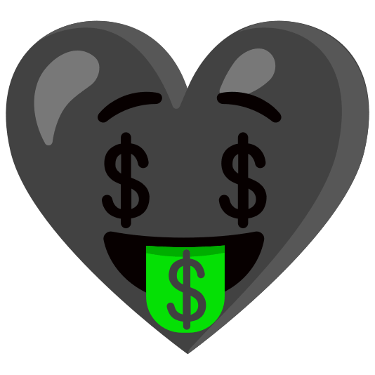 Money-mouth face and Black heart