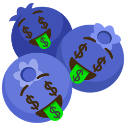 money-mouth face and blueberries