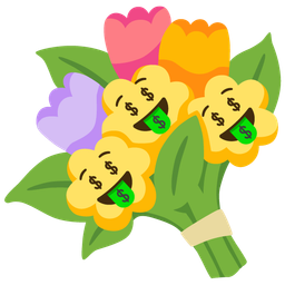 money-mouth face and bouquet