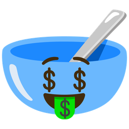 money-mouth face and bowl with spoon