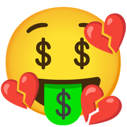 money-mouth face and broken heart