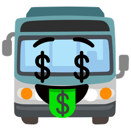 money-mouth face and bus