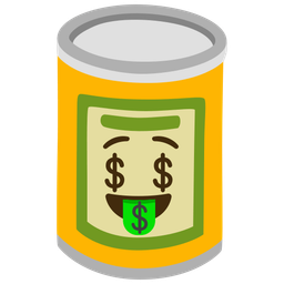 money-mouth face and canned food