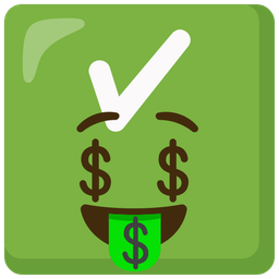 money-mouth face and check mark button