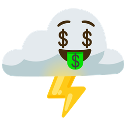 money-mouth face and cloud with lightning