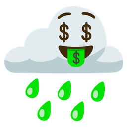 money-mouth face and cloud with rain