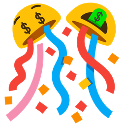 money-mouth face and confetti ball