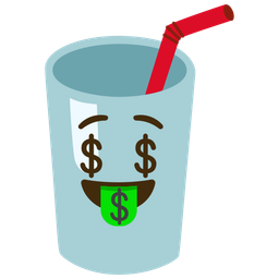 money-mouth face and cup with straw