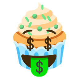 money-mouth face and cupcake