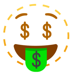 money-mouth face and dotted line face