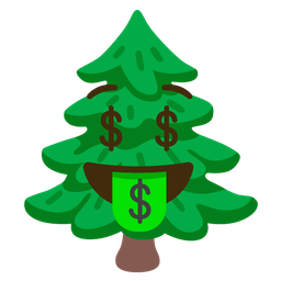 money-mouth face and evergreen tree