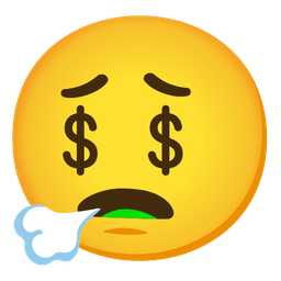 money-mouth face and face exhaling