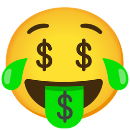 Money-mouth face and Face with tears of joy