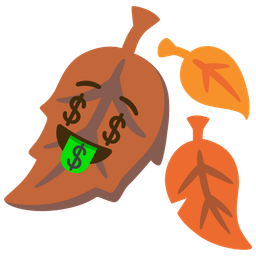 money-mouth face and fallen leaf